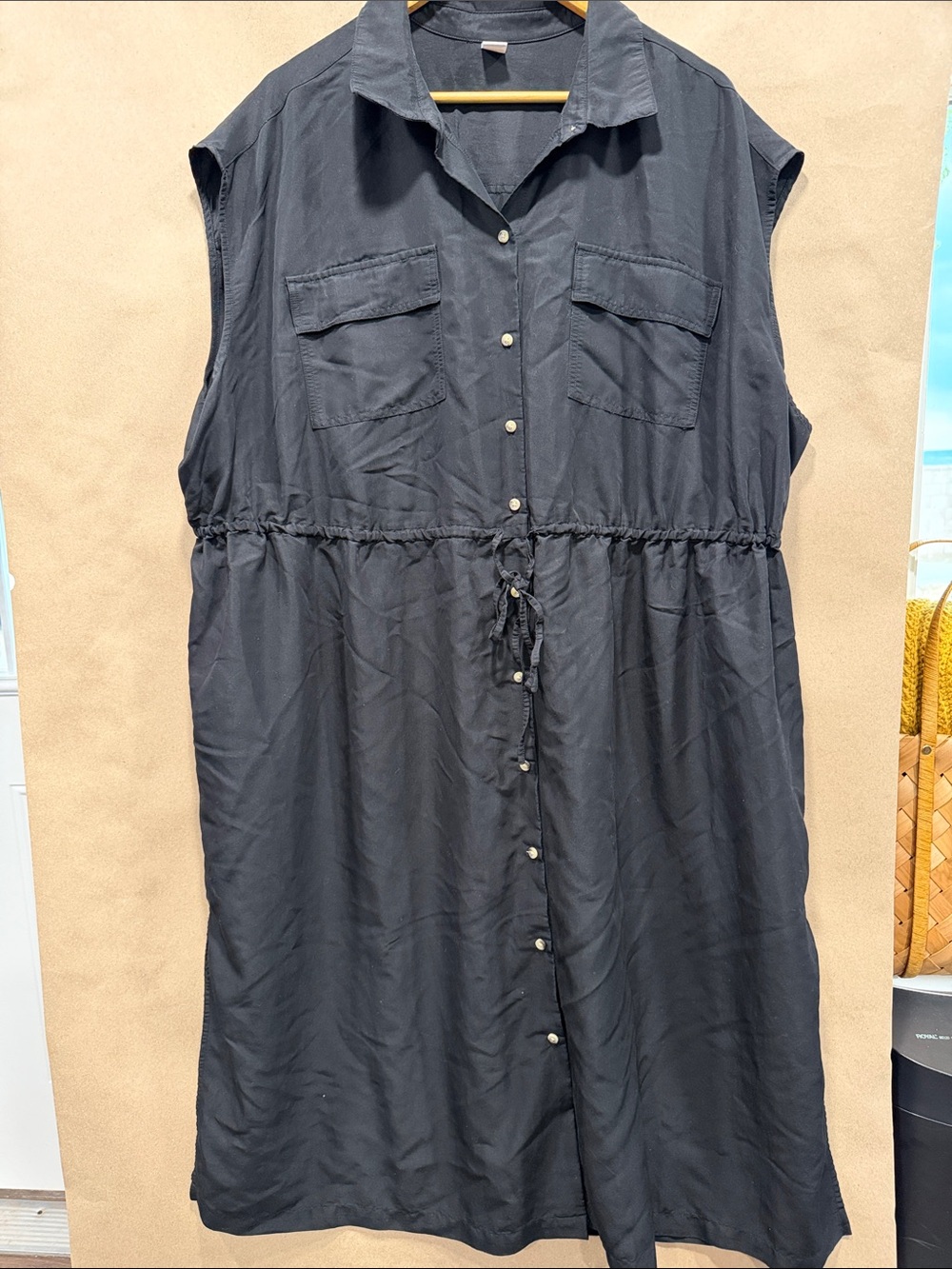 Old Navy Navy Black Sleeveless Shirt Maxi Dress